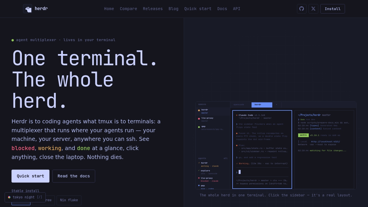 Herdr — one terminal for the whole herd