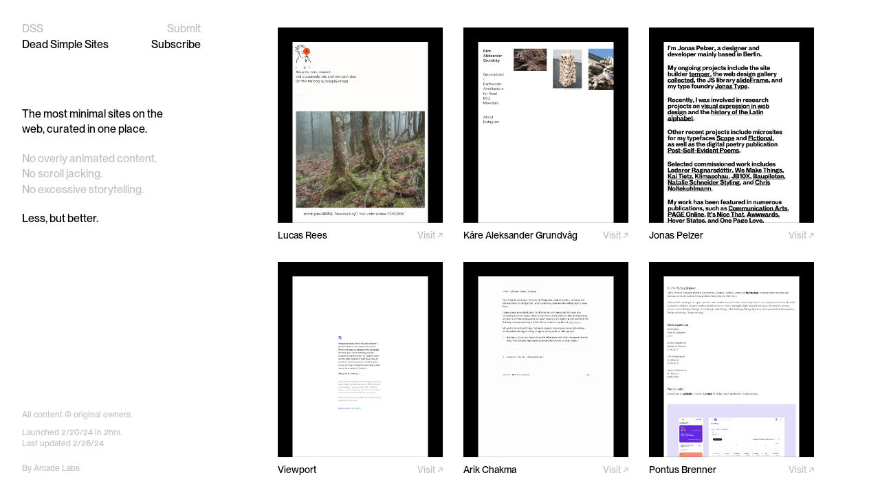 Dead Simple Sites — Minimal Website Inspiration