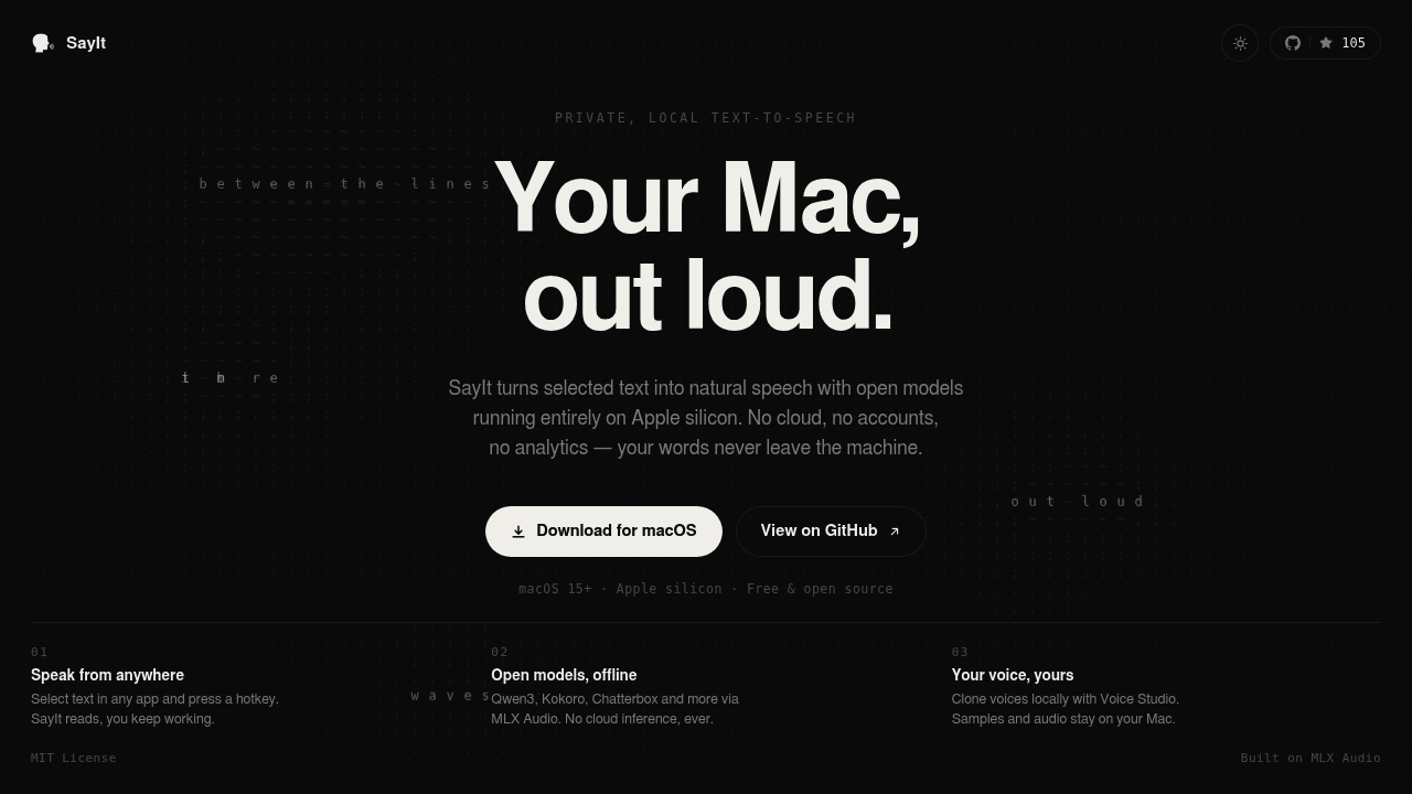 SayIt — Private, local text-to-speech for Mac
